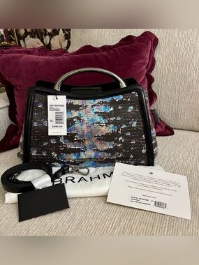 NWT Brahmin Soleil Multi Spectacle Leather Satchel Holographic Black $385